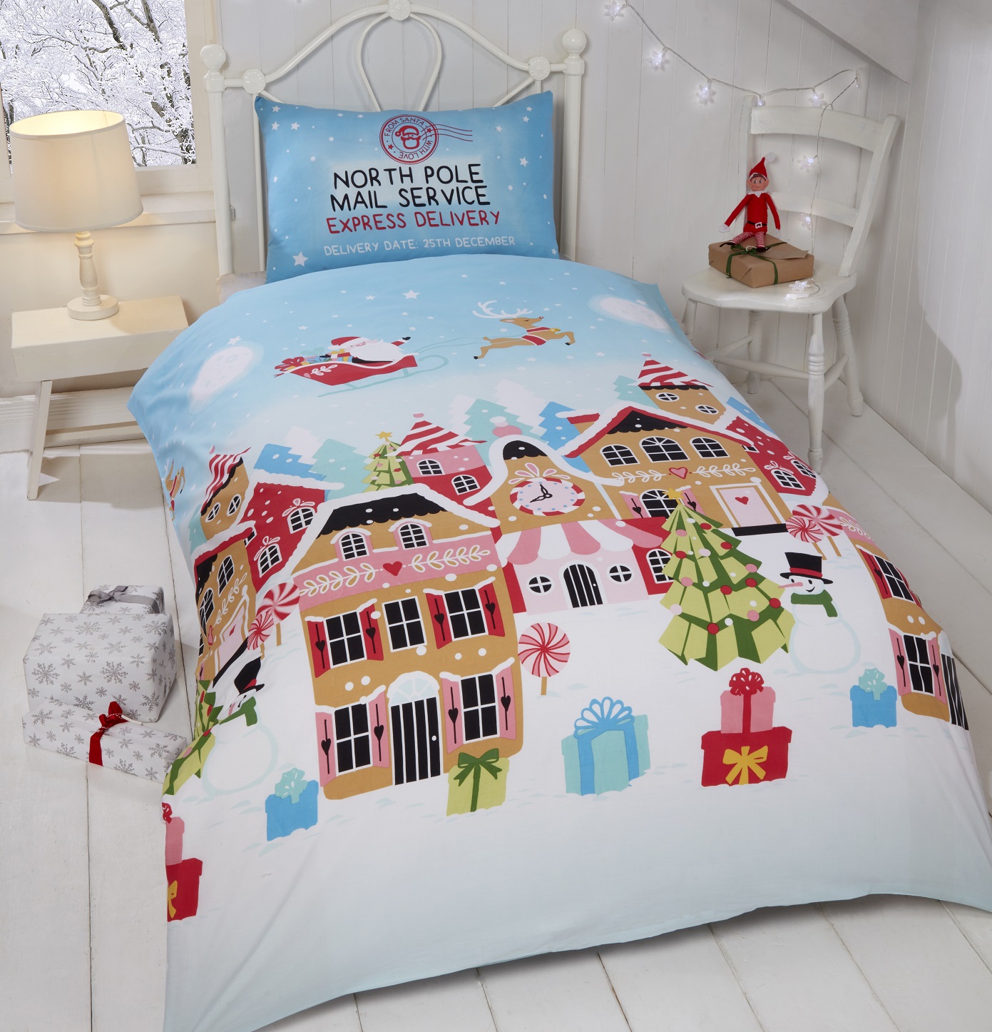 Christmas Xmas Duvet Cover Santa Gonks Noel Uk Bedding Quilt Set Pillow